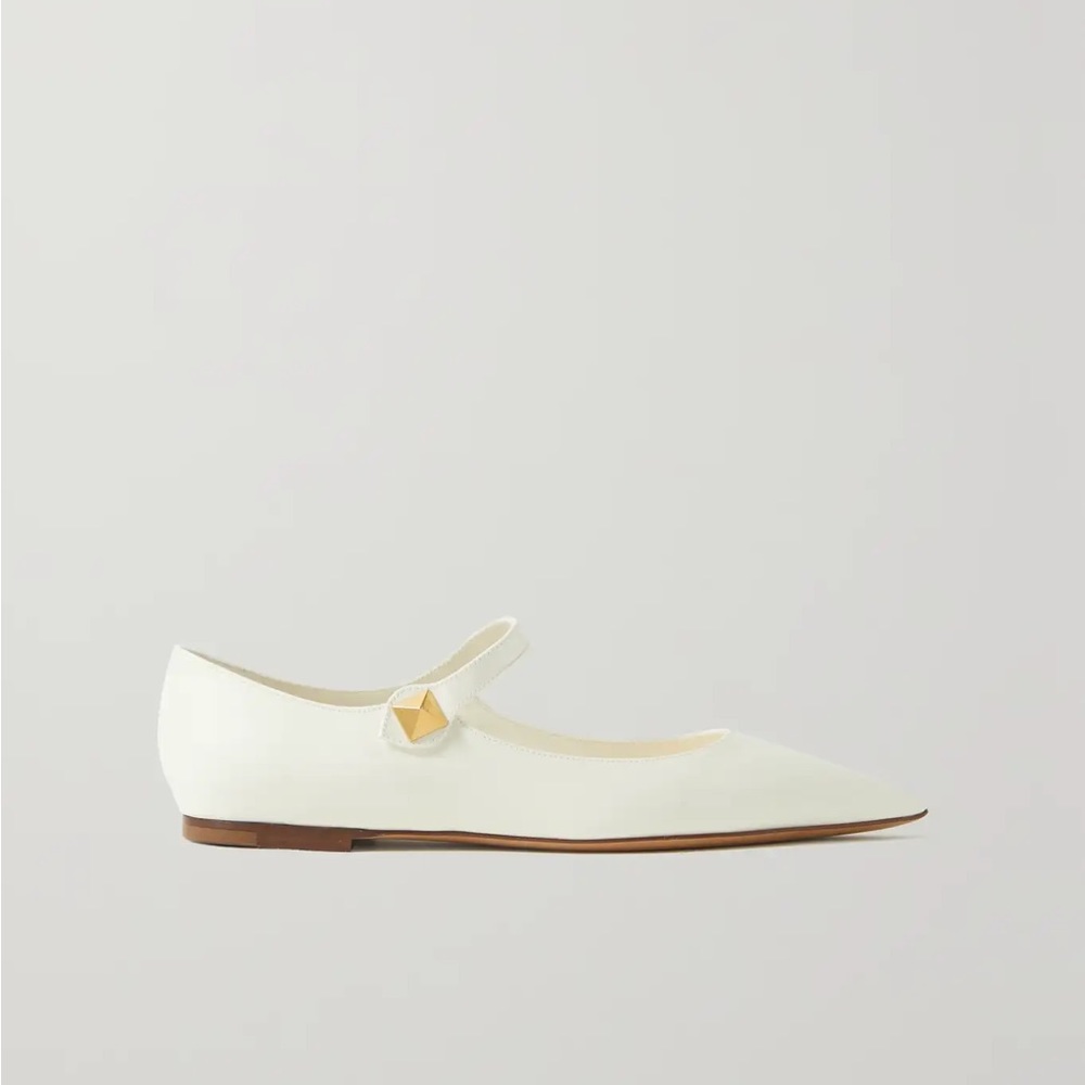 Valentino Garavani patent-leather point-toe flats- Ivory NWT